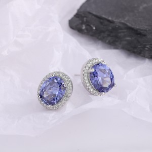 Royal Blue Oval Zirconia Stud Earrings 40200239 Royal Blue Oval Zirconia Stud Earrings 40200239