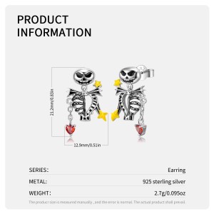 Gothic Punk Skull Claw Heart Stud Earring 40200246 Gothic Punk Skull Claw Heart Stud Earring 40200246