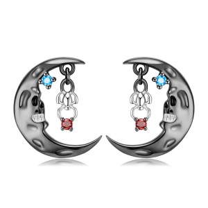 Stempunk Moon Zirconia Stud Earring 40200247