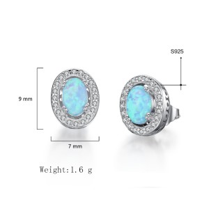 Vintage Oval Blue Opal Stud Earring 40200255