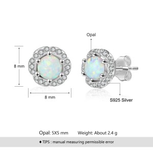 Vintage Flower White Opal Stud Earring 40200256