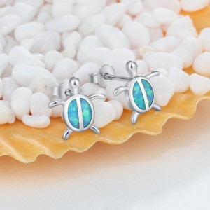 Blue Opal Turtle Stud Earring 40200259