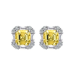 8A Yellow Zirconia Square Party Stud Earring 40200271