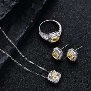 8A Yellow Zirconia Square Party Stud Earring 40200271