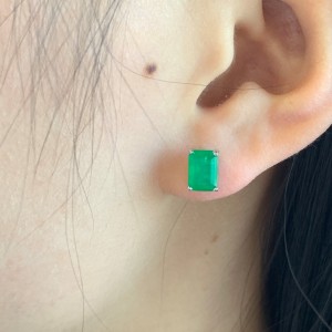 5A Rectangle Zirconia Stud Earring 40200283 5A Rectangle Zirconia Stud Earring 40200283