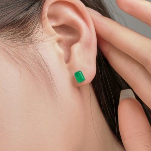 5A Rectangle Zirconia Stud Earring 40200283 5A Rectangle Zirconia Stud Earring 40200283