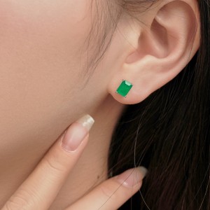 5A Rectangle Zirconia Stud Earring 40200283 5A Rectangle Zirconia Stud Earring 40200283