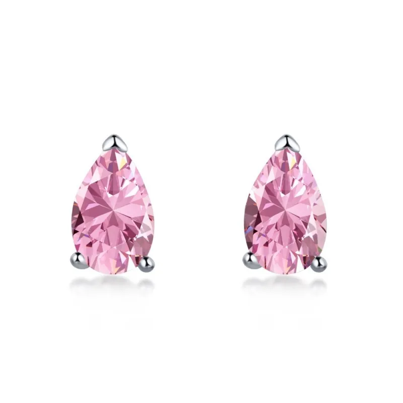 Pink Waterdrop Zirconia Stud Earring 40200290