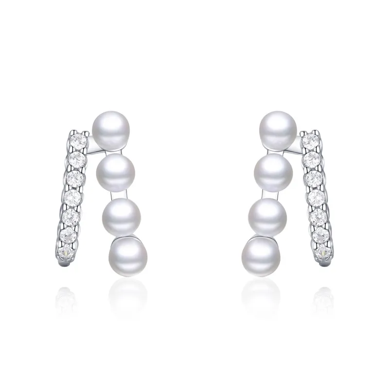 Zirconia Pearl Lines Stud Earring 40200294 Zirconia Pearl Lines Stud Earring 40200294