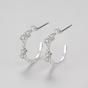 Minimalist Zirconia Hoop Stud Earring 40200299