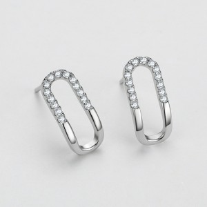 Geometric Hollow-out Zirconia Stud Earring 40200315