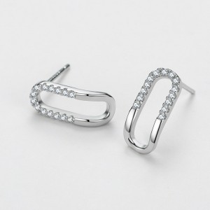 Geometric Hollow-out Zirconia Stud Earring 40200315