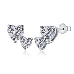 Shiny Double Heart Zirconia Wedding Stud Earring 40200320 Shiny Double Heart Zirconia Wedding Stud Earring 40200320