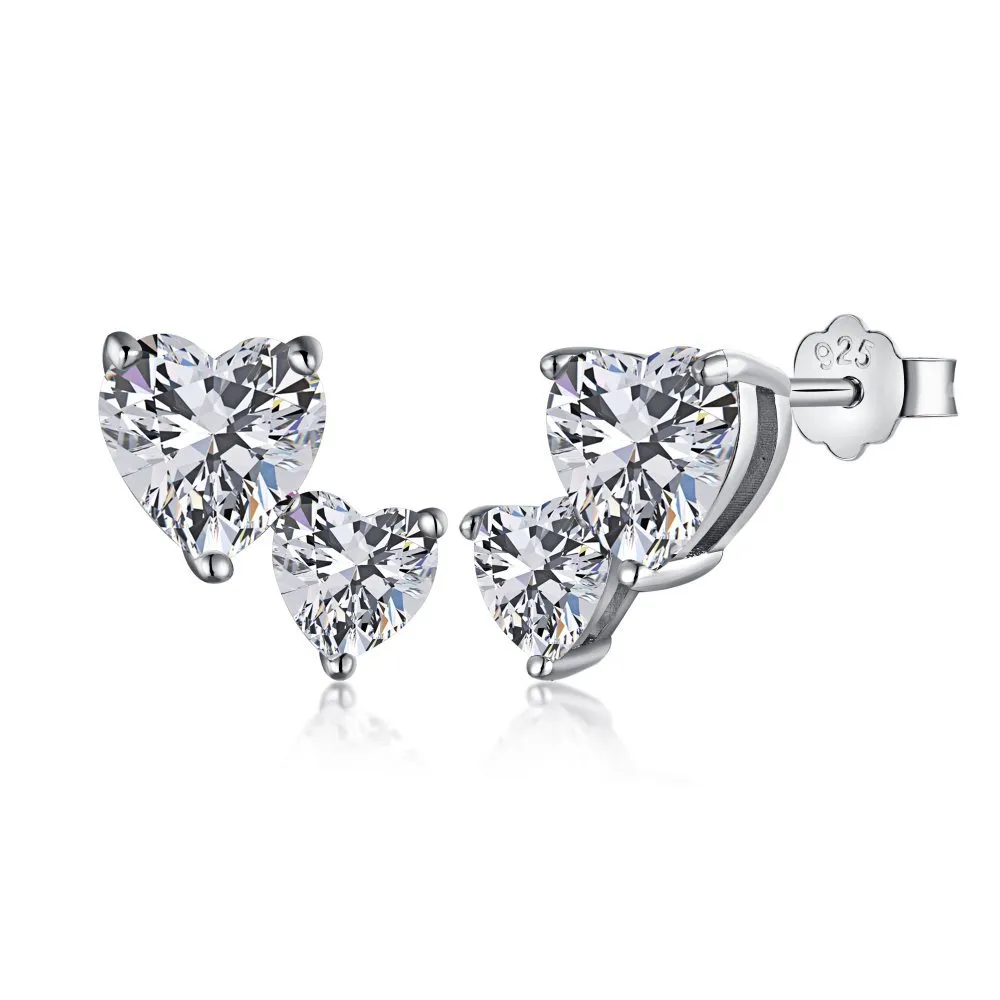 Shiny Double Heart Zirconia Wedding Stud Earring 40200320 Shiny Double Heart Zirconia Wedding Stud Earring 40200320