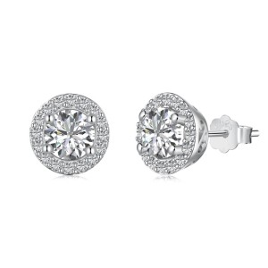 Classical Round Zirconia Party Stud Earrings 40200371