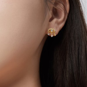 Vintage Evil Eye Zirconia Tassel Stud Earrings 40200379 Vintage Evil Eye Zirconia Tassel Stud Earrings 40200379