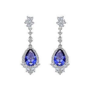 8A Tanzanite Blue Waterdrop Zirconia Party Stud Earring 40200396 8A Tanzanite Blue Waterdrop Zirconia Party Stud Earring 40200396