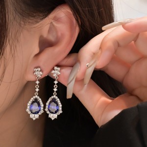 8A Tanzanite Blue Waterdrop Zirconia Party Stud Earring 40200396 8A Tanzanite Blue Waterdrop Zirconia Party Stud Earring 40200396