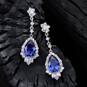 8A Tanzanite Blue Waterdrop Zirconia Party Stud Earring 40200396 8A Tanzanite Blue Waterdrop Zirconia Party Stud Earring 40200396