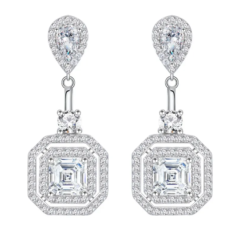 8A Square Zirconia Party Dangle Stud Earring 40200399