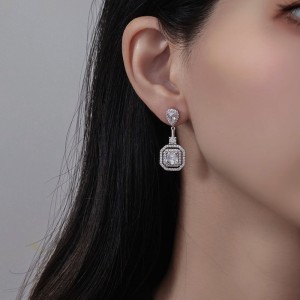 8A Square Zirconia Party Dangle Stud Earring 40200399