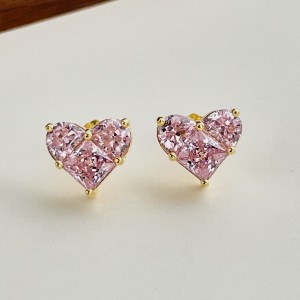 Pink Zirconia Heart Stud Earring 40200406