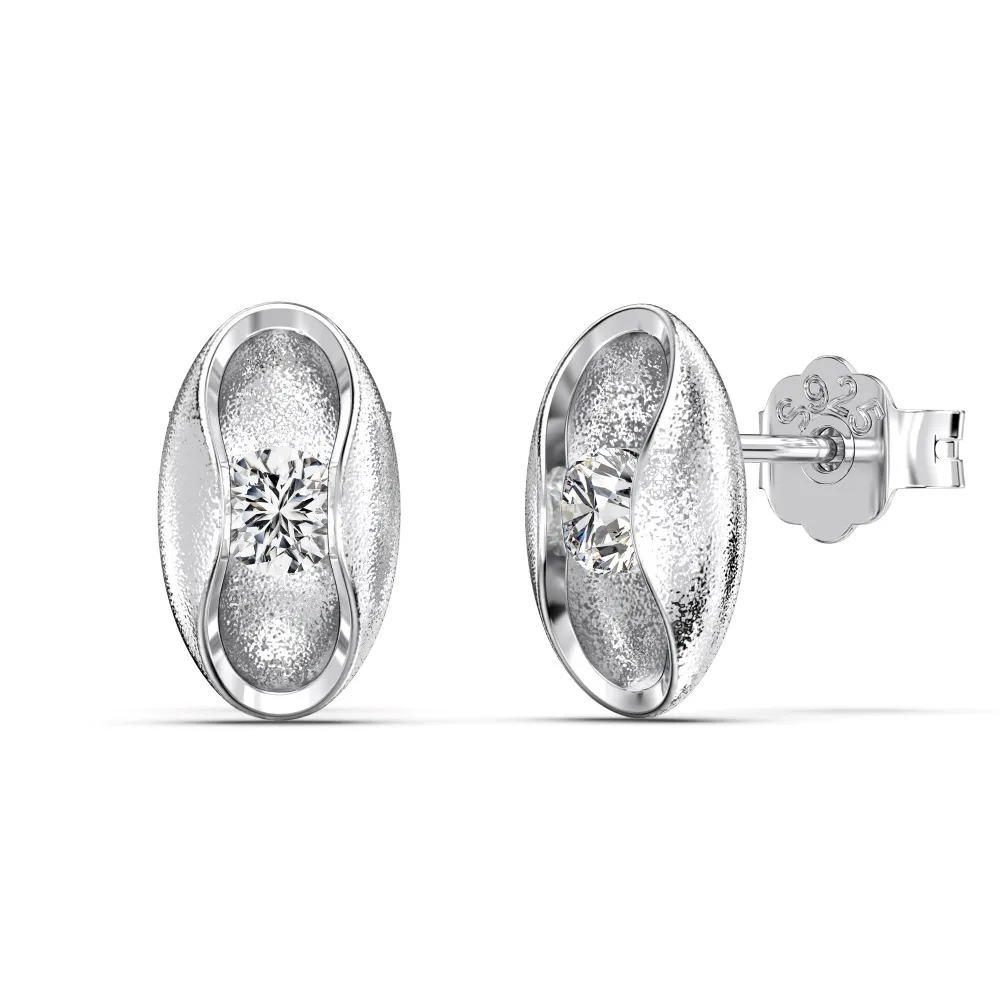 Frosted Beans Zirconia Stud Earring 40200416 Frosted Beans Zirconia Stud Earring 40200416