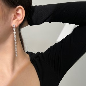 Waterdrop Zirconia Tassel Party Stud Earring 40200419