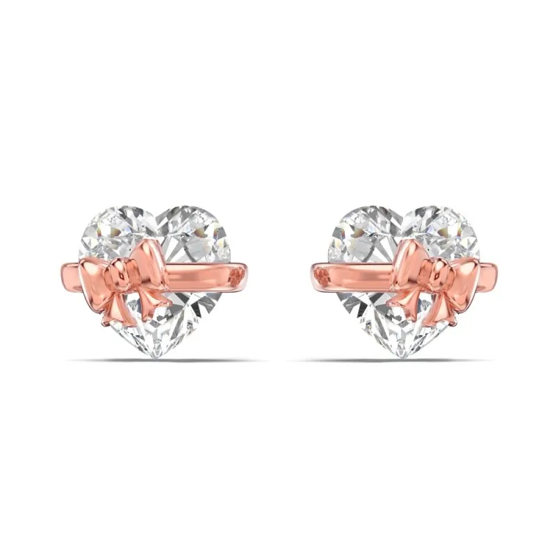 Bow Heart Zirconia Stud Earring 40200427