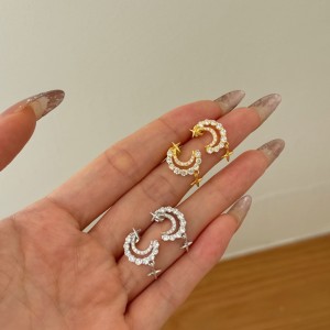 Star Moon Zirconia Stud Earring 40200438 Star Moon Zirconia Stud Earring 40200438