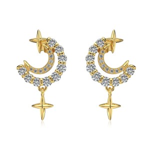 Star Moon Zirconia Stud Earring 40200438 Star Moon Zirconia Stud Earring 40200438