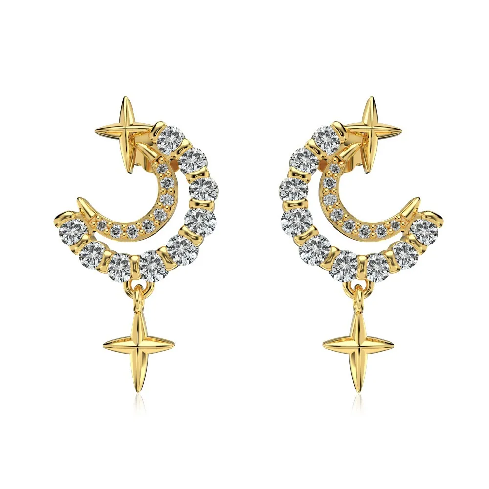 Star Moon Zirconia Stud Earring 40200438 Star Moon Zirconia Stud Earring 40200438