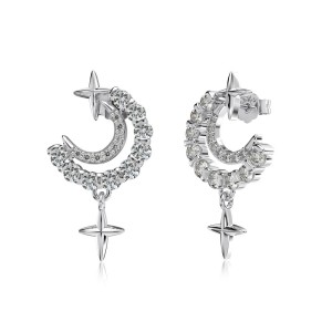 Star Moon Zirconia Stud Earring 40200438 Star Moon Zirconia Stud Earring 40200438