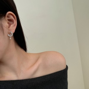 Star Moon Zirconia Stud Earring 40200438 Star Moon Zirconia Stud Earring 40200438