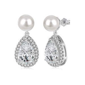 Pearl Waterdrop Zirconia Stud Earring 40200442