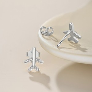 Zirconia Plane Stud Earring 40200444