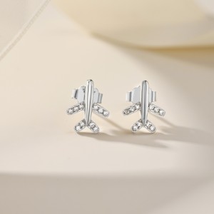 Zirconia Plane Stud Earring 40200444