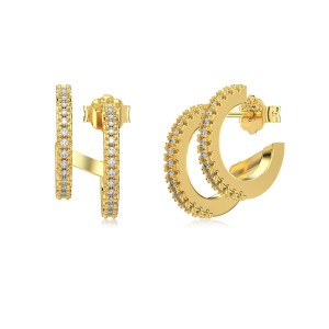 Two Rows Zirconia Stud Earring 40200447 Two Rows Zirconia Stud Earring 40200447