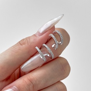 Two Rows Zirconia Stud Earring 40200447 Two Rows Zirconia Stud Earring 40200447