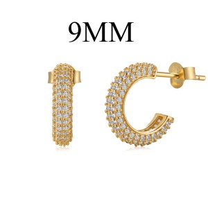 Gold Tone C Shape Zirconia Stud Earring 40200506
