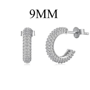 Silver Tone C Shape Zirconia Stud Earring 40200507