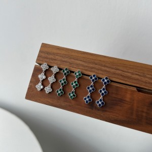 Zirconia Flower Tassel Stud Earring 40200512