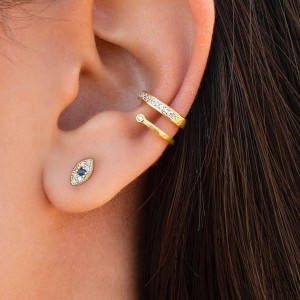 925 Sterling Silver Zirconia Evil Eye Stud Earring 40200515