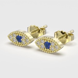925 Sterling Silver Zirconia Evil Eye Stud Earring 40200515