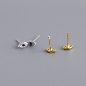 925 Sterling Silver Zirconia Evil Eye Stud Earring 40200515