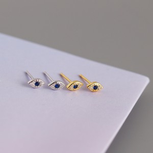 925 Sterling Silver Zirconia Evil Eye Stud Earring 40200515