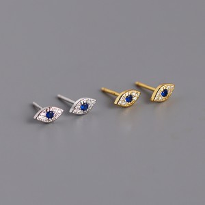 925 Sterling Silver Zirconia Evil Eye Stud Earring 40200515