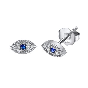 925 Sterling Silver Zirconia Evil Eye Stud Earring 40200515