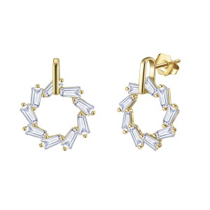 925 Sterling Silver Geometric Zirconia Stud Earring 40200517