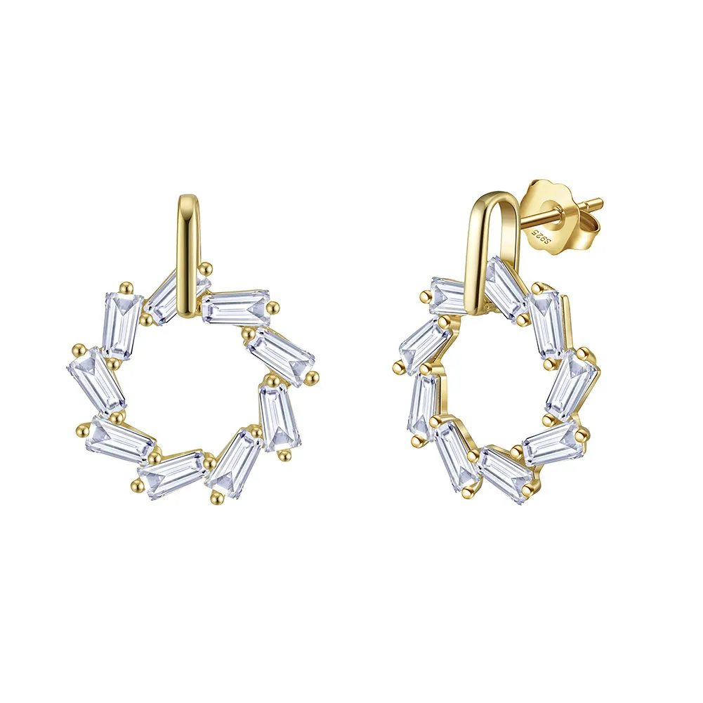 925 Sterling Silver Geometric Zirconia Stud Earring 40200517